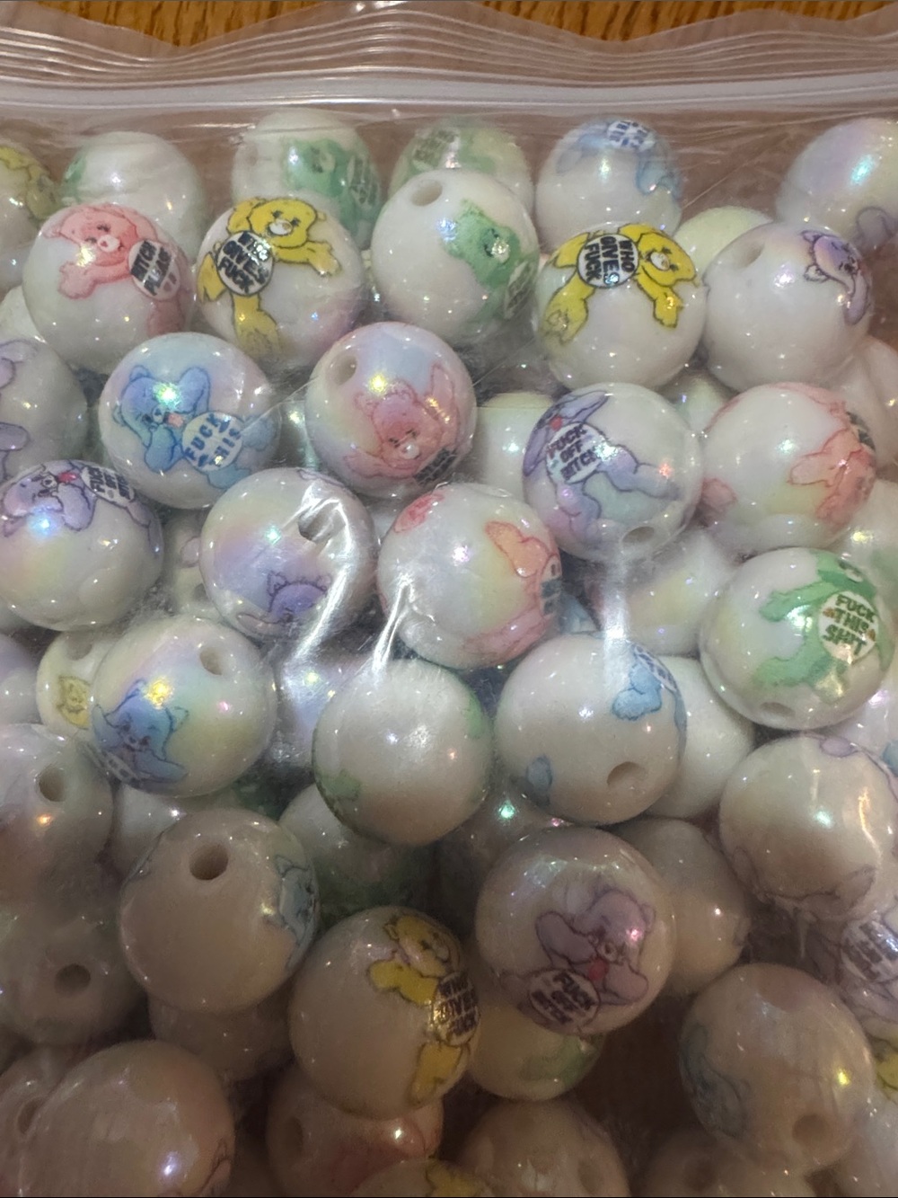 Lot of 20 Bad Care bear 16 mm beads